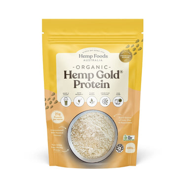 Organic Hemp Gold® Hemp Protein Powder package with 60% protein content made from certified organic hemp seeds.